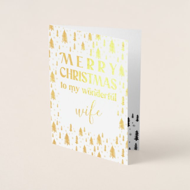 Ehefrau Frohe Weihnachtsbaumen Gold Foil Card Folienkarte (Vorderseite)
