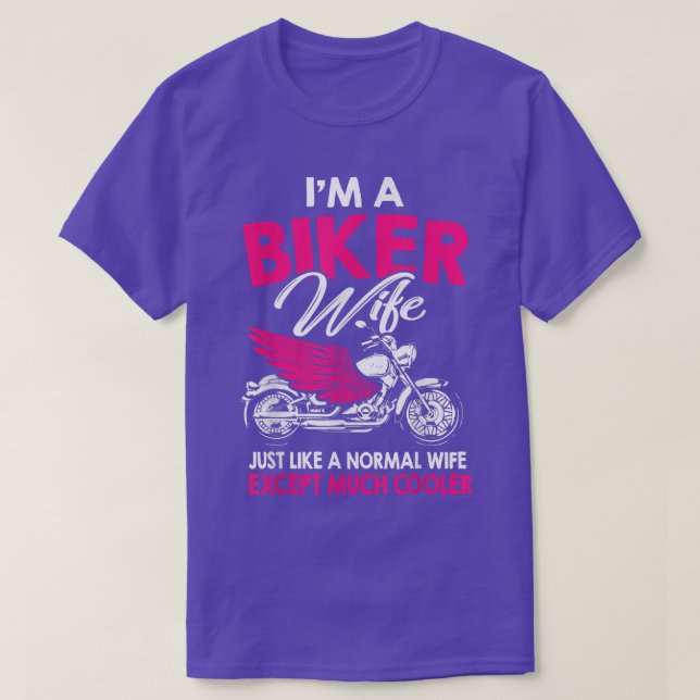 Ehefrau für Ladys Motorrad L T-Shirt (Design vorne)