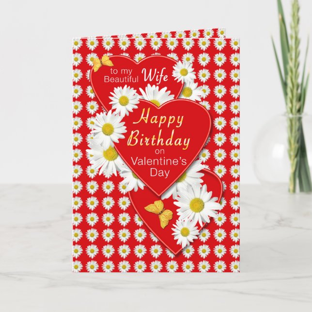 Ehefrau Geburtstag am Valentinstag Feiertagskarte (Vorderseite)