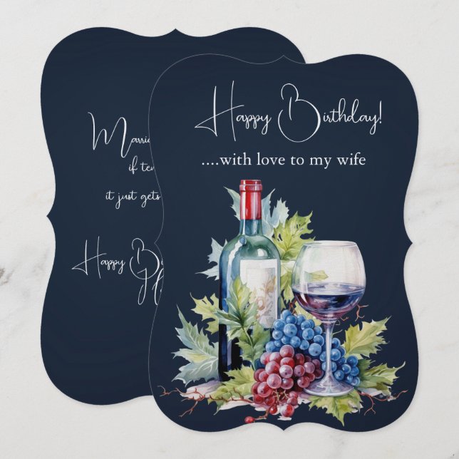Ehefrau Geburtstag Flasche Wein und Trauben (Vorne/Hinten)