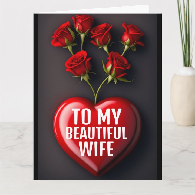 EHEFRAU GEBURTSTAG ROSE ROMANTISCHE GREETINGKARTE KARTE (Vorderseite)