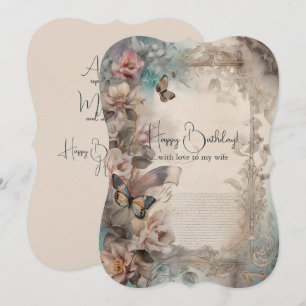 Ehefrau Geburtstag Vintage Blume und Schmetterling