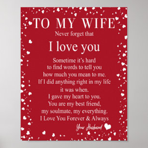 Ehefrau Geschenke Brief an meine Ehefrau Liebe v Poster