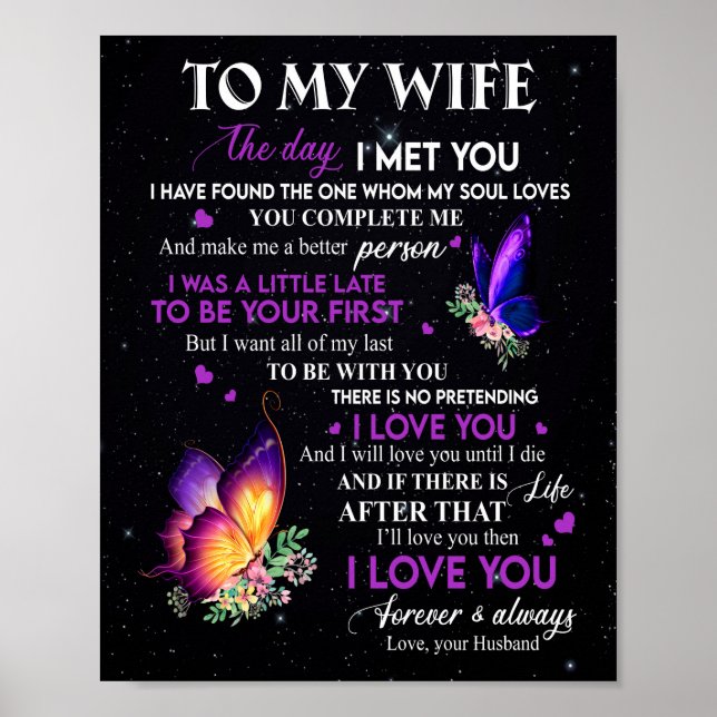 Ehefrau Geschenke | Brief an meine Ehefrau von Ehe Poster (Vorne)
