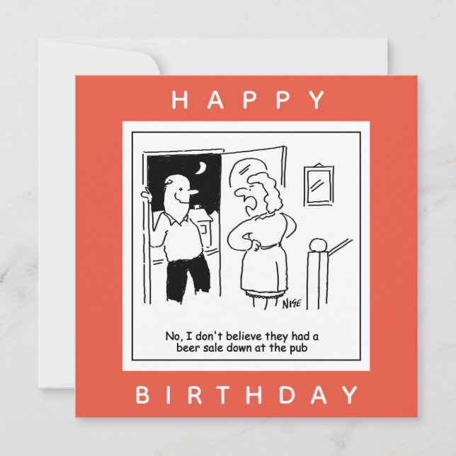 Ehefrau glaubt nicht, dass Pub einen Bier-Cartoon  Karte (Vorderseite)