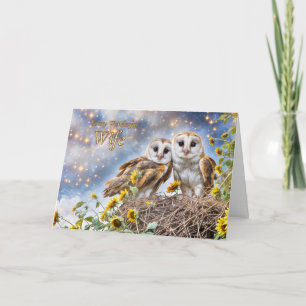 Ehefrau glücklich Jubiläum Niedliche Owls mit Fant Karte
