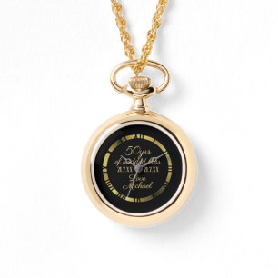 Ehefrau Golden Roman Numeral zum 50. Hochzeitstag Armbanduhr