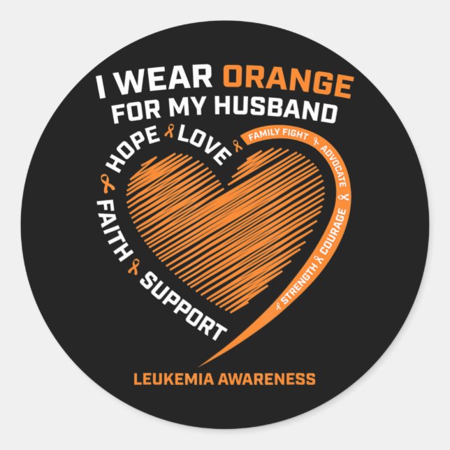 Ehefrau ich trage Orange für meine Muskelschmerzen Runder Aufkleber (Vorderseite)