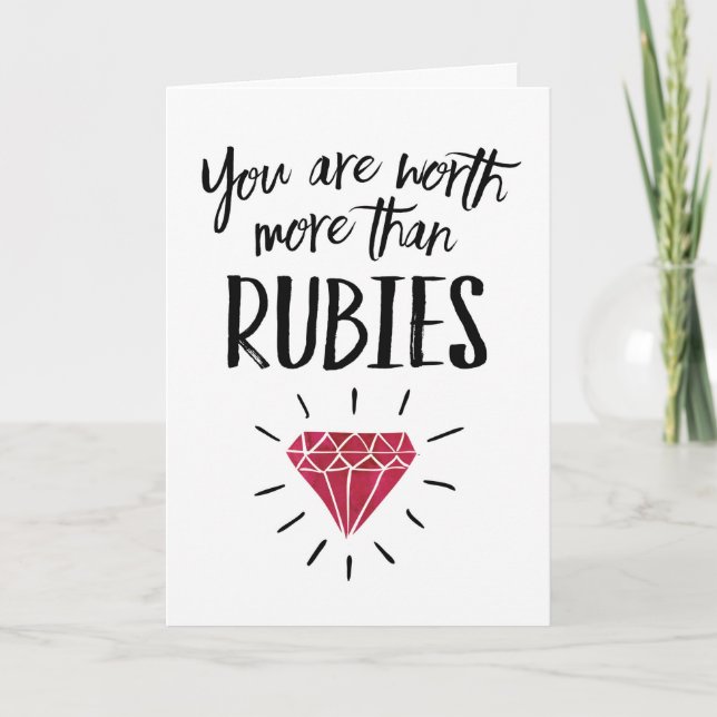 Ehefrau Jubiläum - Du bist mehr wert als Rubies Karte (Vorderseite)