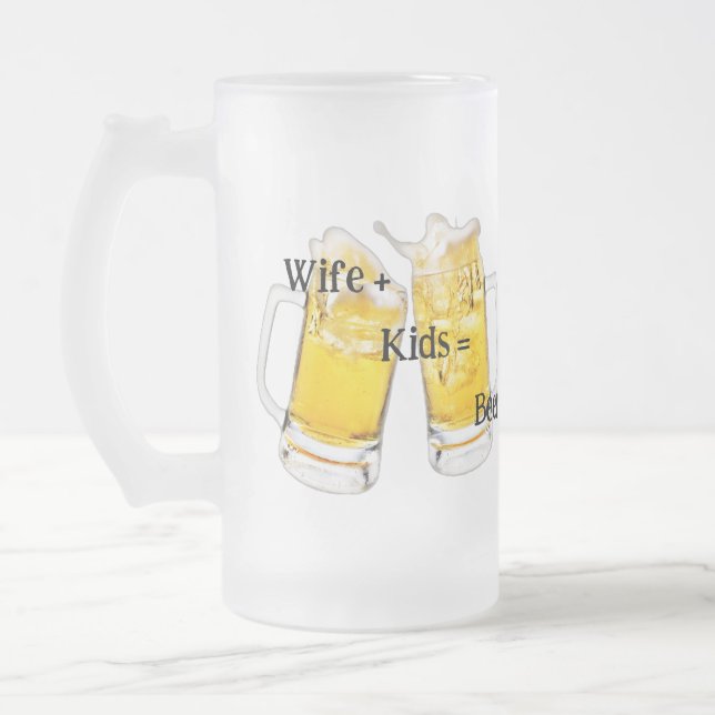 Ehefrau+Kids=Bier Mattierte Tasse (Links)