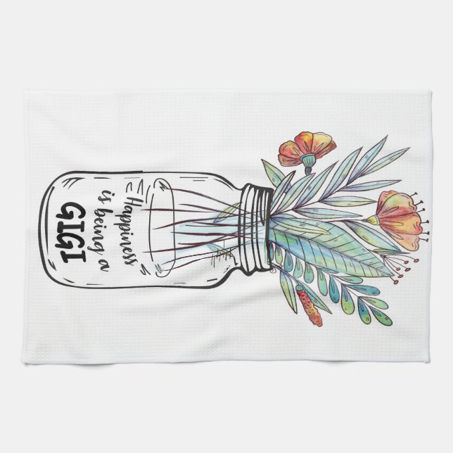 Ehefrau Kunst Glück ist ein GiGi Geschirrtuch (Horizontal)