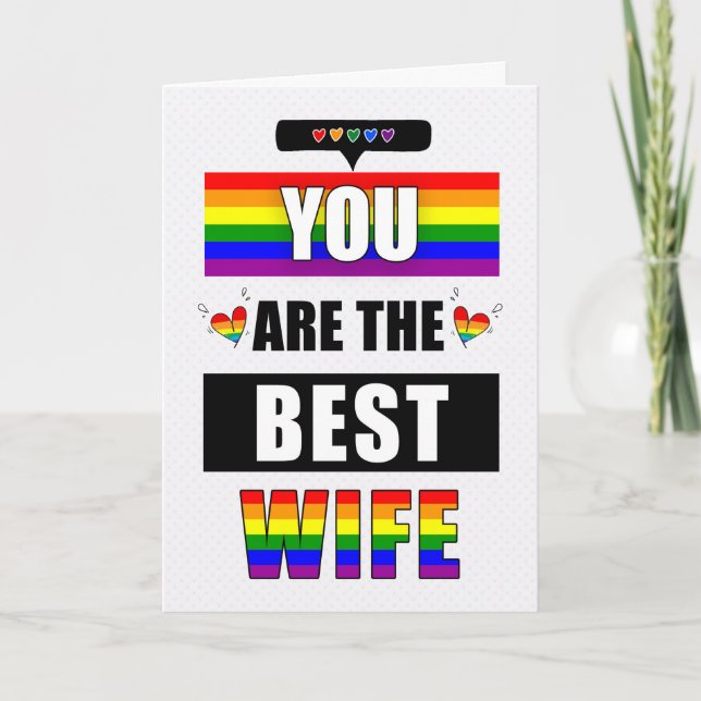 Ehefrau Lesbische Liebe You Typografy LGBTQ Rainbo Karte (Vorderseite)