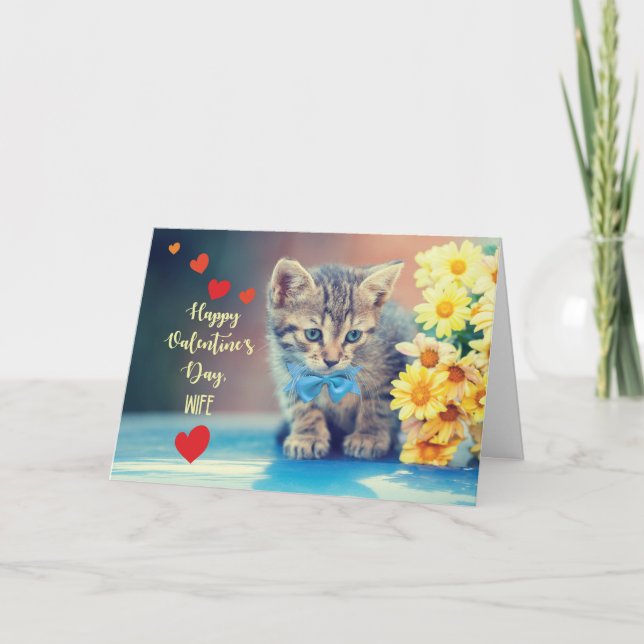 Ehefrau Liebe Valentine Kitten mit gelben Milchsor Karte (Vorderseite)