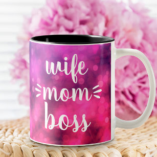 Ehefrau Mama Boss Babe Script Typografie Bold Hot  Zweifarbige Tasse