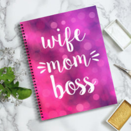 Ehefrau Mama Boss Babe Spaß Script Typografie Hot  Notizbuch