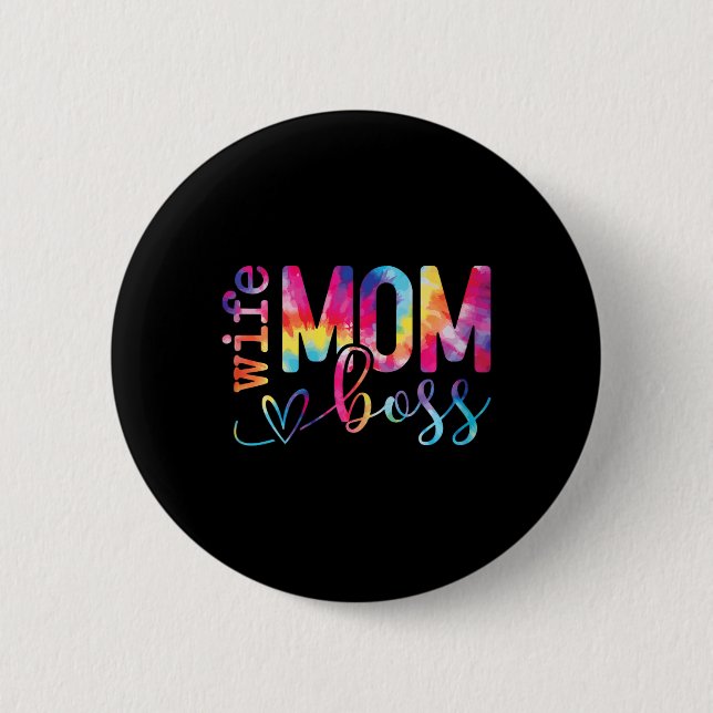 Ehefrau Mama Boss Funny Mütters Day Button (Vorderseite)