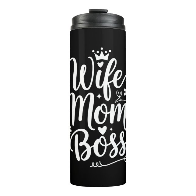Ehefrau Mama Boss Niedliches Muttertagsgeschenk Thermosbecher (Vorderseite)