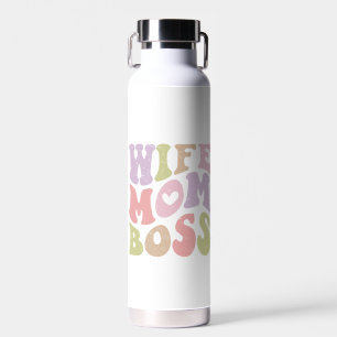 Ehefrau Mama Boss Retro Script Groovy Mutter Tag Trinkflasche