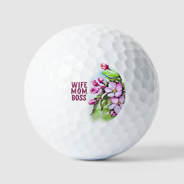 Ehefrau Mama Boss, rosa Blume Golfball (Vorderseite)