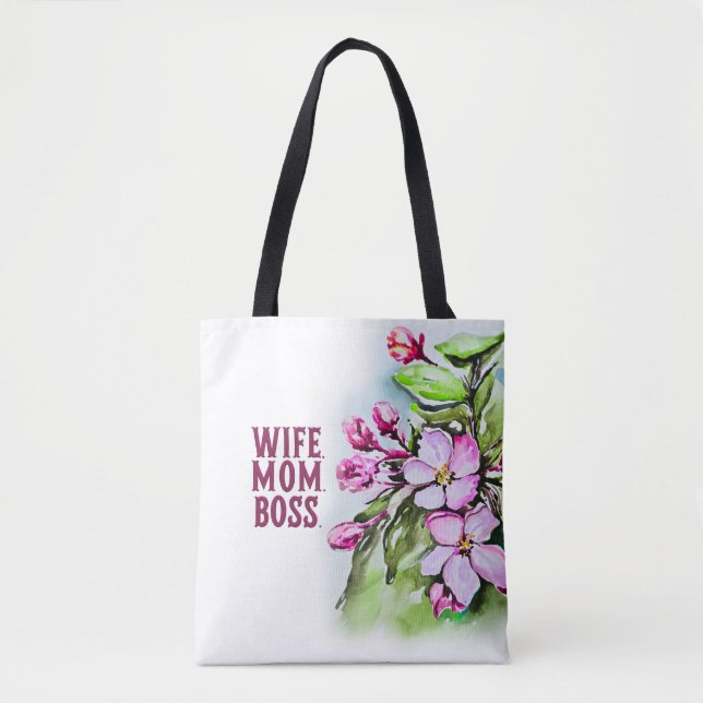 Ehefrau Mama Boss, rosa Blume Tasche (Vorderseite)