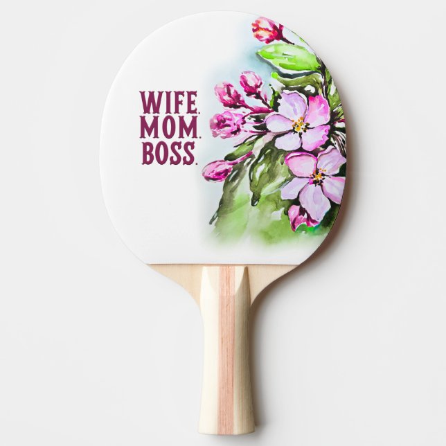 Ehefrau Mama Boss, rosa Blume Tischtennis Schläger (Vorderseite)