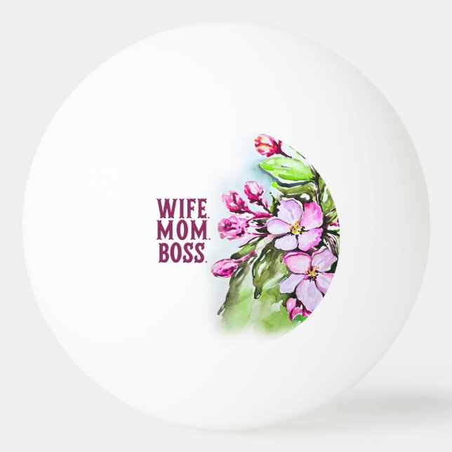 Ehefrau Mama Boss, rosa Blume Tischtennisball (Vorderseite)