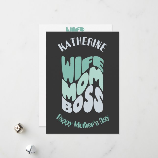 Ehefrau, Mama, Chef, Muttertagskarte Feiertagskarte (Vorderseite/Rückseite Beispiel)