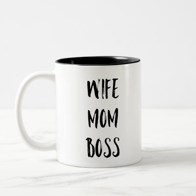 Ehefrau-Mama-Chef-Tasse Zweifarbige Tasse (Links)