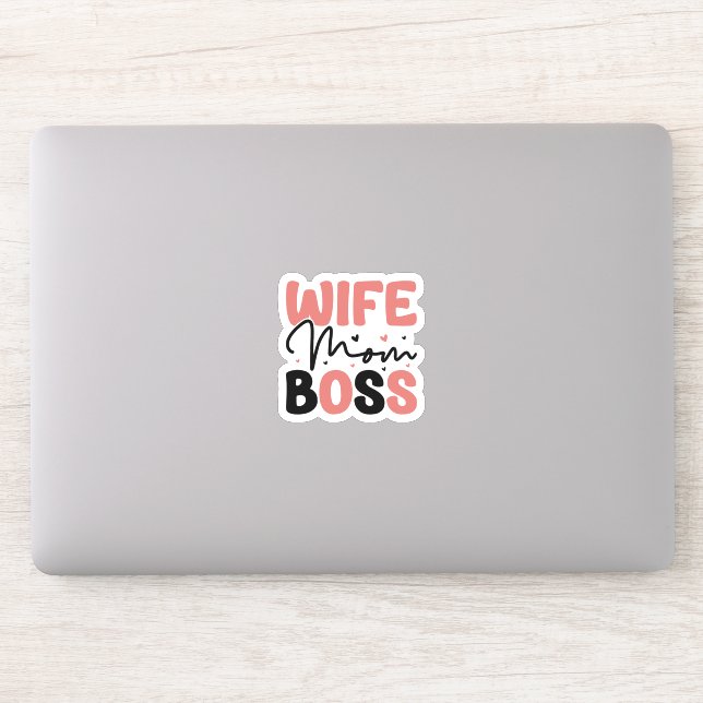 Ehefrau Mama Girl Boss Ästhetische Kalligraphie Aufkleber (Computer)