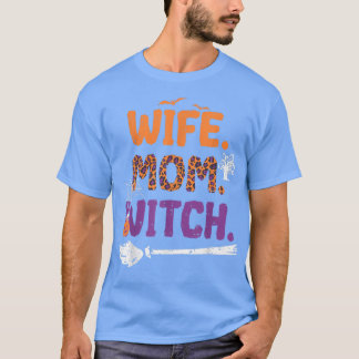 Ehefrau Mama Halloween Kostüm Leopard Broom Pum T-Shirt