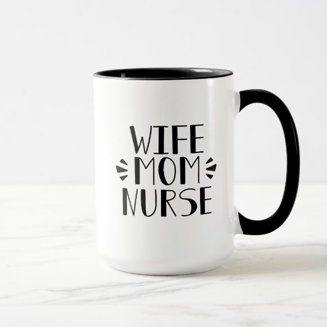 Ehefrau-Mama-Krankenschwester-Grafik Tasse (Rechts)