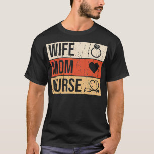 Ehefrau Mama Krankenschwester Ring Herz Stethoskop T-Shirt