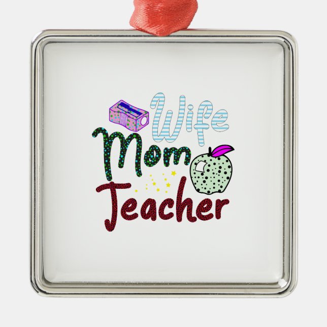 Ehefrau Mama Lehrer Ornament Aus Metall (Vorne)