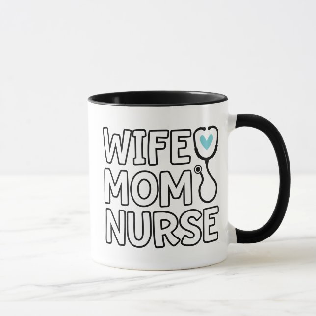 Ehefrau Mama Nurse Stethoscope Herz Nurse Life Tas Tasse (Rechts)