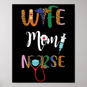 Ehefrau Mama Nurse Womens RN LPN Mütter Krankenwoc Poster