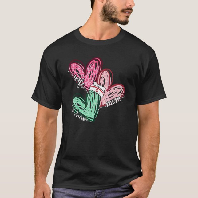 Ehefrau Mama Peds Krankenpflege Leopard Herz Mutte T-Shirt (Vorderseite)