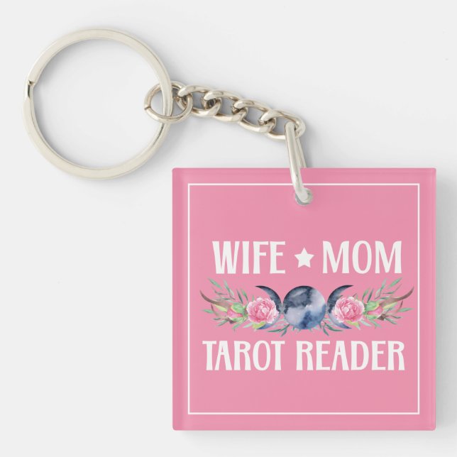 Ehefrau Mama Tarot Reader Blume Moon Antlers Boho  Schlüsselanhänger (Vorderseite)