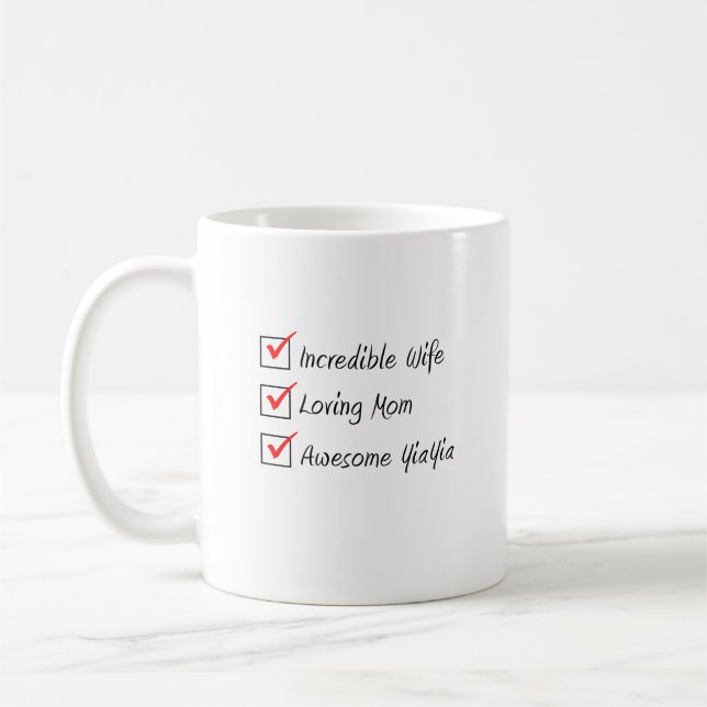 Ehefrau Mama YiaYia Griechische Frau Kaffeetasse (Links)