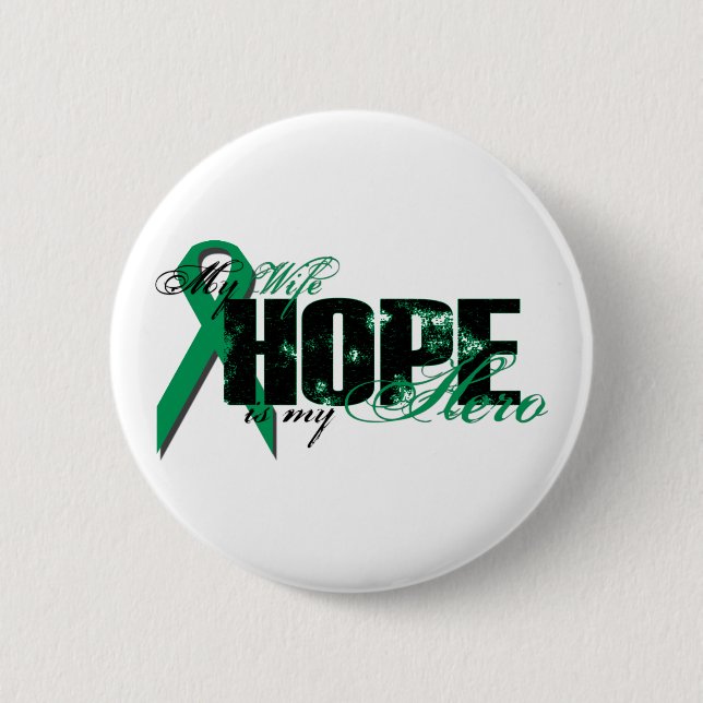 Ehefrau mein Held - Nieren-Krebs-Hoffnung Button (Vorderseite)