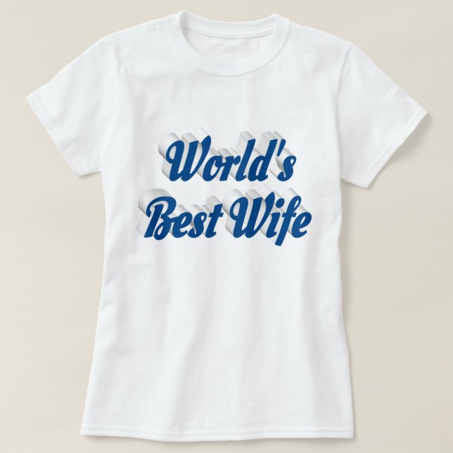 Ehefrau mit blauem T - Shirt (Design vorne)