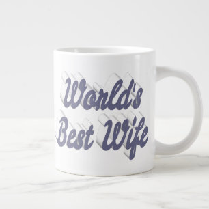 Ehefrau mit grauer Halbtext-Riesenkaffee-Tasse Jumbo-Tasse