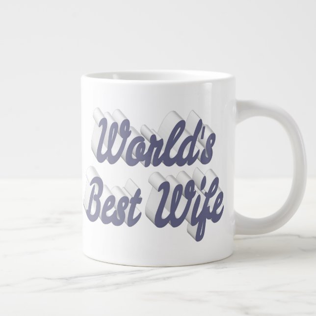 Ehefrau mit grauer Halbtext-Riesenkaffee-Tasse Jumbo-Tasse (Rechts)