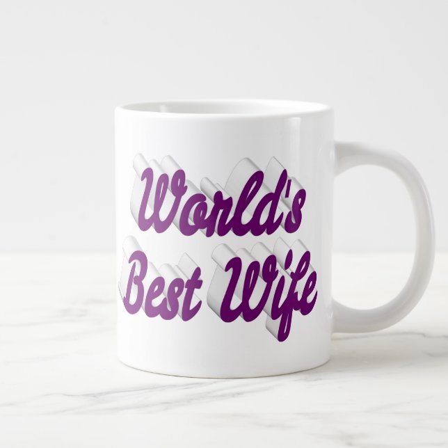 Ehefrau mit lila Halbtext-Riesenkaffee-Tasse Jumbo-Tasse (Rechts)