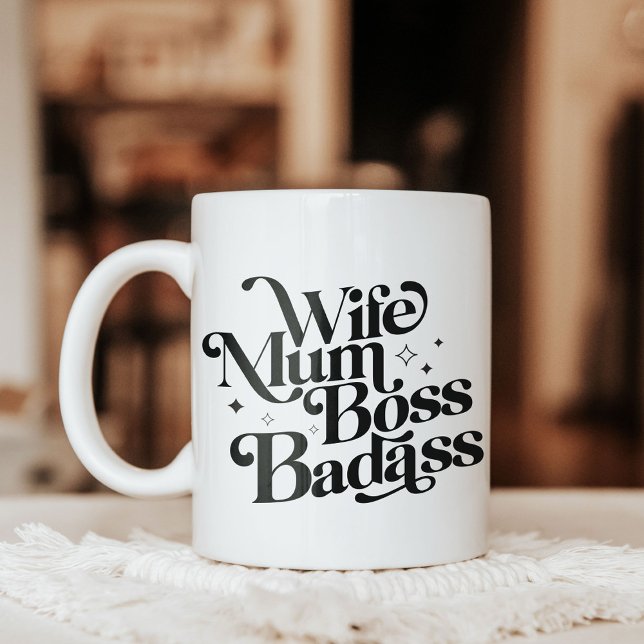Ehefrau Mum Boss Badass Funny Sarcastic Muttertag Jumbo-Tasse (Wife Mum Boss Badass Funny Sarcastic Mother's Day Giant Coffee Mug)