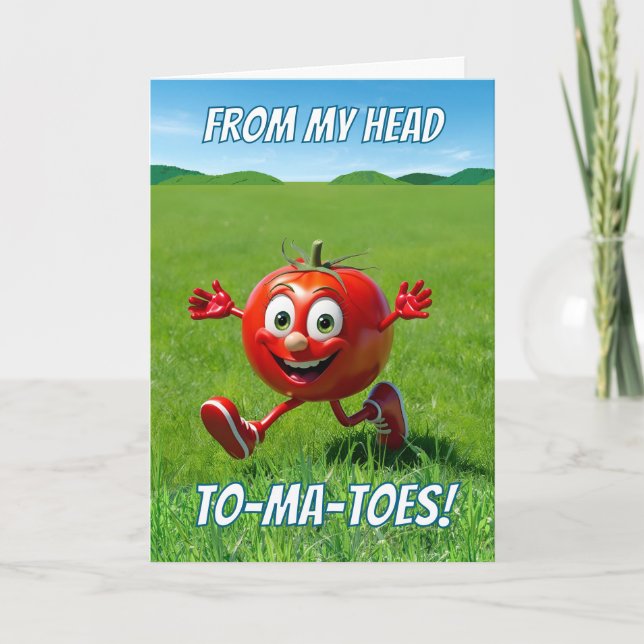 Ehefrau Niedlich Jubiläum Tomato Pub Cartoon Karte (Vorderseite)