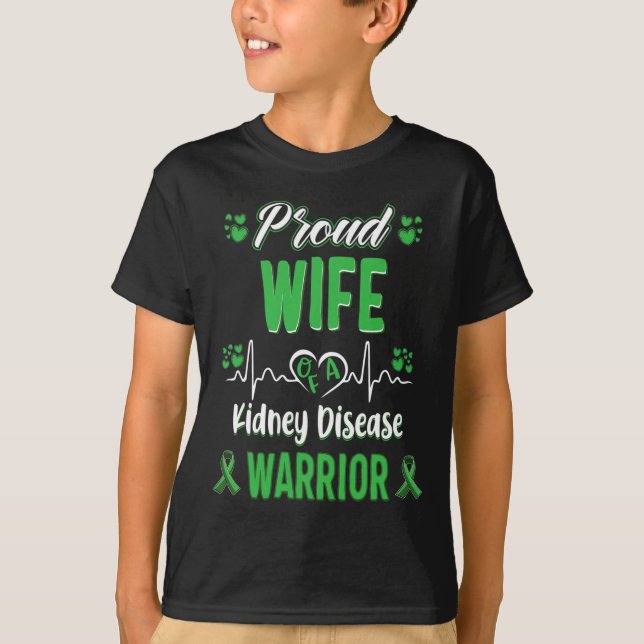 Ehefrau Nierenerkrankung Warrior Awareness Ribbon  T-Shirt (Vorderseite)