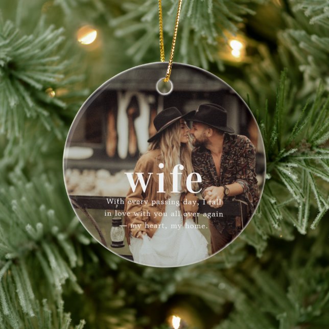 Ehefrau | Sentimental Foto Keepake Weihnachten Keramik Ornament (Baum)