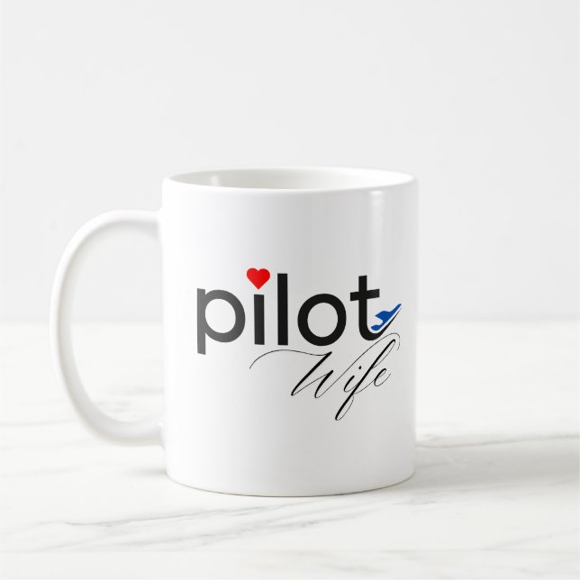 Ehefrau-Typografie und Flugzeug, einfach, Minimali Kaffeetasse (Links)