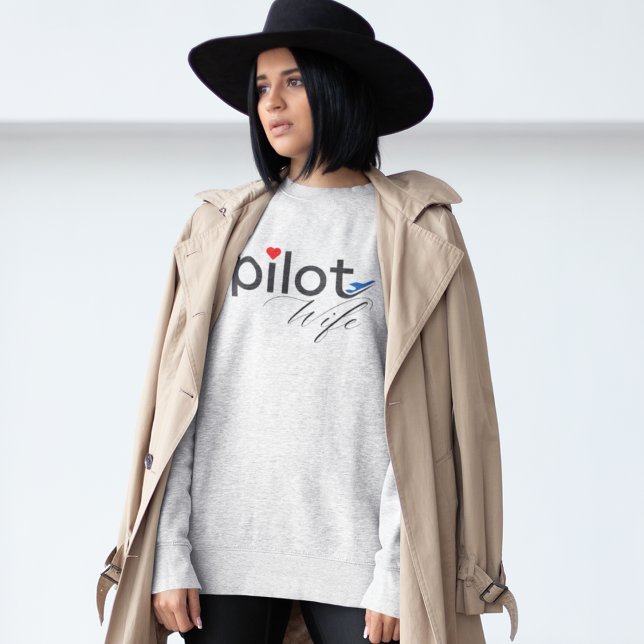 Ehefrau-Typografie und Flugzeug, einfach, Minimali Sweatshirt (Von Creator hochgeladen)