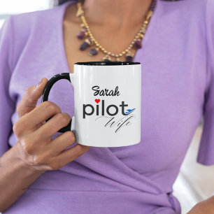 Ehefrau-Typografie und Flugzeug, einfach, Minimali Tasse